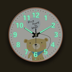 Children's Cartoon Bear Wall Clock for Living Room and Bedroom, Silent Clock, Home Fashion Clock, Punch-Free Luminous Radio-Controlled Clock