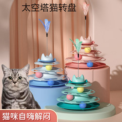 Cat Toy Ball for Self-Entertainment, Pet Cat Spinning Wheel, Feather Teaser, Kitten Spring Companion