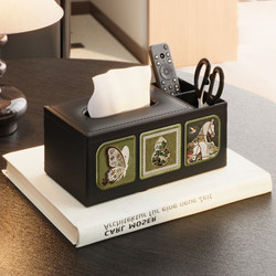 Medieval-Style High-End Tissue Box, Living Room Coffee Table Desktop Tissue Box, Retro Light Luxury Remote Control Storage Box