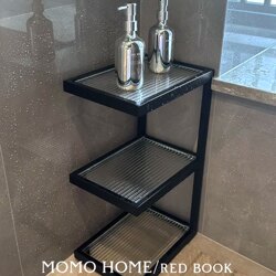 Bathroom Shelf, High-End Light Luxury Floor-Standing Towel Rack, Stylish and Multifunctional Glass Corner Shelf for Shower Gel