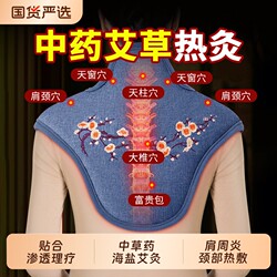Shoulder and Neck Sea Salt Heating Pad with Mugwort Coarse Salt Therapy Bag, Electric Heating Neck and Shoulder Relaxation Shawl