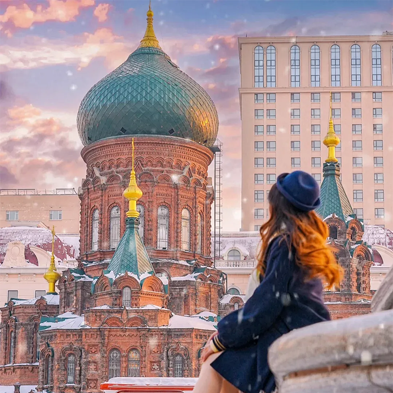 8人拼小团东北滑雪雾凇漂流长白山镜泊湖雪乡哈尔滨冰雪大世界6日