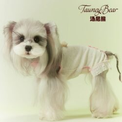 Tony Bear Female Dog Clothes Spring/Summer Style Schnauzer Teddy Bichon Lace Vest with Detachable Back Leg and Belly Cover