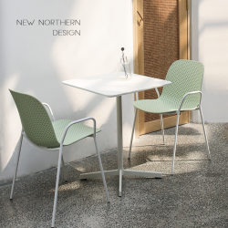 Speed ​​​​coffee table and chair combination Internet celebrity casual commercial dining table outdoor table balcony dessert white square table