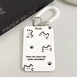 Cat Paw-Shaped Student Campus Card Holder, Id Card, Meal Card, Bus Card, Retractable Neck Card Holder, High Aesthetic Value, Ins-Style