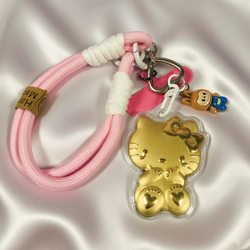 Pure Gold 999 Gold Hellokitty Cat Phone Chain Keychain Kt Cat Bag Pendant Car Pendant Souvenir