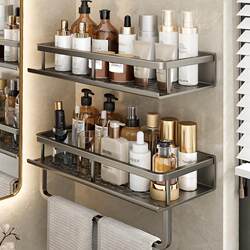 Bathroom Shelf with Wall-Mounted Holes for Storage, Wall-Mounted Washroom Toilet Shelf, No-Counter Luxury Storage Rack