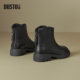 Dadong black thick-soled short boots for women 2025 new autumn slim boots Chelsea boots thick heel boots with skirt