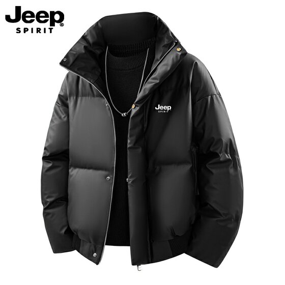 
Jeep couple autumn and winter stand-up collar cotton coat men's winter thickened warm bread coat black outdoor cotton coat