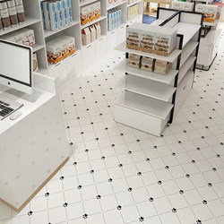 200 Specifications Cream-Style Black and White Puppy Paw Print Small Tiles for Hotels, Guesthouses, Clothing Stores, Nail Salons, Pet Shops