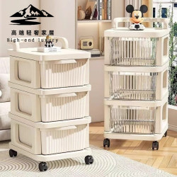Japanese Trolley Storage Cabinet Snack Rack Household Movable Floor-Standing Drawer-Type Baby Product Storage Rack