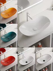 Yuanbao-Shaped Countertop Washbasin Single Basin Household Ceramic Washbasin Balcony Bathroom Basin Waterproof Pool Hotel