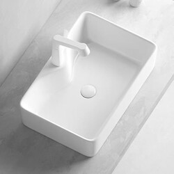 Casual Countertop Basin Rectangular Wash Basin Single Basin Home Art Wash Basin Small Balcony Ceramic Wash Basin