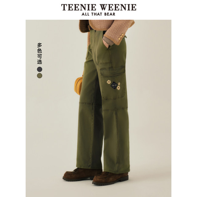 TeenieWeenie Bear Women's Winter Jeans Working Pants Loose Straight Trousers Casual Pants
