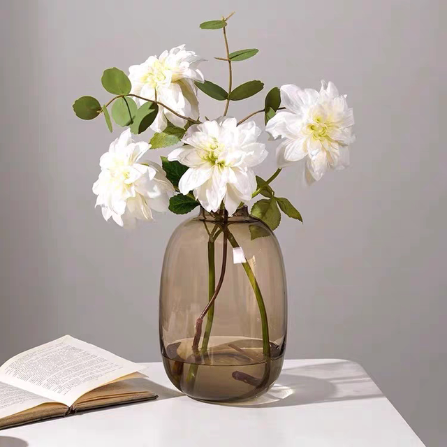 Large thickened style joy glass vase living room flower arrangement home hydroponic decoration high-end sense