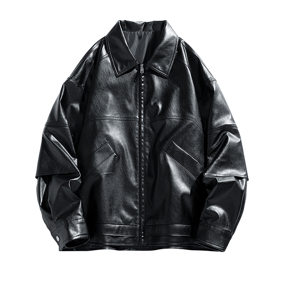 
NEW BOLUNE/New Balance American fashion brand leather jacket men's spring and autumn casual loose couple work jacket