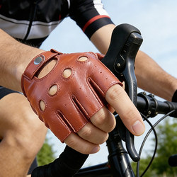 Goatskin Gloves for Men, Summer Thin Half-Finger Style, Vintage Motorcycle, Fitness, Tactical Riding, Fingerless