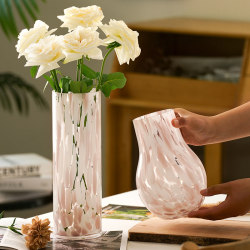 Medieval vase American ornaments living room pink leopard print glass hydroponic flower arrangement M fresh flowers dry flower table decoration