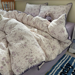 Class a Double-Layer Gauze Four-Piece Bedding Set, New Pure Cotton Single Duvet Cover, Bed Sheet, Quilt Cover, Fitted Sheet, Dormitory Three-Piece Set 4