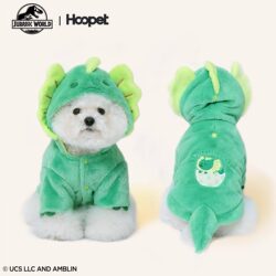 Hoopet Jurassic World Co-Branded Pet Autumn and Winter Outdoor Warm Cotton Clothing Transformation Outfit for Small Dogs