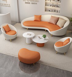 Beauty Shop Rest Area Reception Sofa Combination Modern Office Reception Sofa Leather Reception Sofa Combination