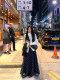 DAQIANWITHU oblique blue gray grid grinding skirt female 2024 new autumn and winter thick A -line skirt