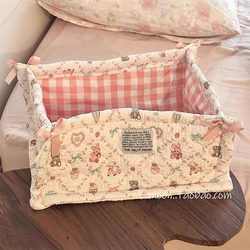 Dopamine Dormitory Bedside Storage Basket, Fabric Rectangular High-Value Cute Storage Basket, Organizing Storage Basket