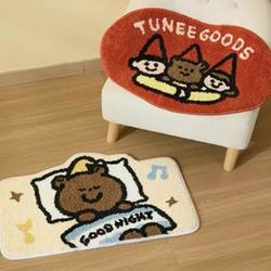 Cute Bear Carpet Floor Mat, Non-Slip, Water-Absorbent, Bathroom Household Foot Mat, Imitation Cashmere Bedside Blanket, Coffee Table Blanket, Non-Slip