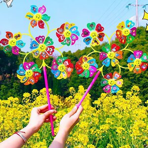 
Children's toys six-wheel colorful cartoon windmill toys gifts outdoor stroller scooter decoration stall wholesale