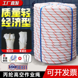 Nylon Rope, Wear-Resistant, White Thick Rope, Steel Wire Core Binding Rope, Climbing Rope, Safety Rope, High-Altitude Work Rope, Insurance Rope