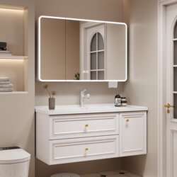 Stainless Steel Modern Minimalist Washbasin Bathroom Ceramic Integrated Basin Smart Combination Waterproof Bathroom Cabinet