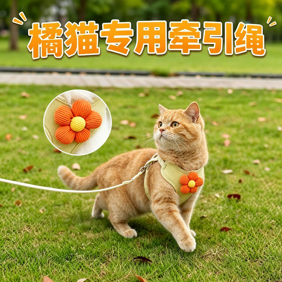 
Special kitten traction rope for orange cats, cat pet and kitten anti-breakaway harness, cat walking rope when going out