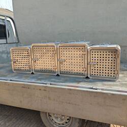 Stainless Steel Pet Carrier for Dogs, Car-Mounted Stainless Steel Transport Cage, Competition Cage