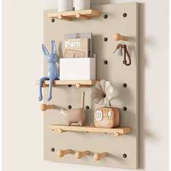Solid wood hole board combination set wall hanging storage rack wall solid wood storage hanging board wooden hole board storage rack