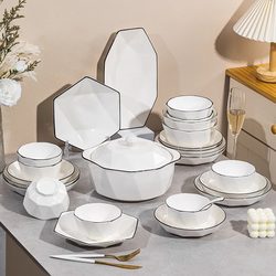 Underglaze Color Tableware, High Aesthetic Value, 2025 New Model Bowl and Plate Set, Household Bowl and Plate Combination, Housewarming Ceramic Tableware Set