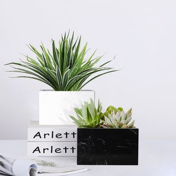 Modern simple marble square flower pot Home gardening green plants potted succulent green ivy planting bamboo flower decoration ornaments
