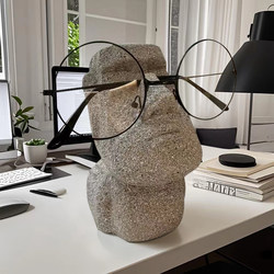 Creative and Quirky Moai Statue Glasses Holder Storage Stand Office Desktop Fun Ornament Niche Gift