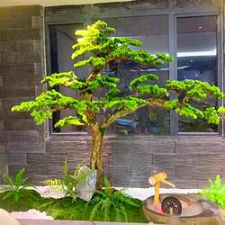 Large Artificial Welcoming Pine Tree, New Chinese-Style Indoor and Outdoor Landscape Decoration for under Stairs, Dry Landscape Greenery Ornament