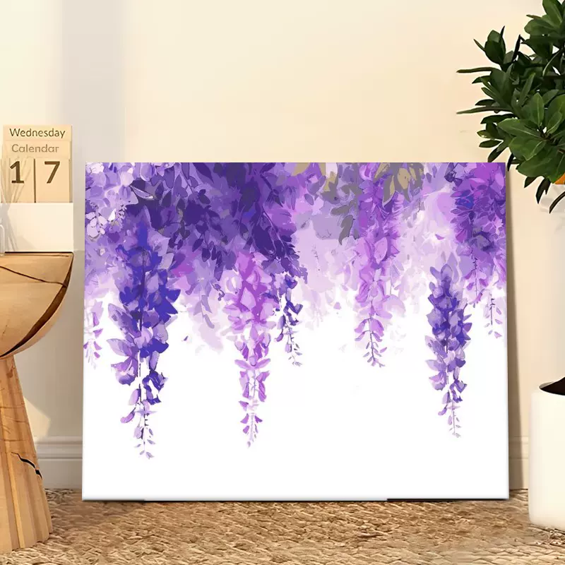 紫藤花数字油画diy填色涂色手绘花卉高级感解压装饰丙烯