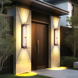 Solar Outdoor Wall Light Waterproof Villa Entrance New Chinese Style Outdoor Gate Pillar Courtyard Fence Pillar Light with Spotlight