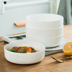 Jingdezhen Ceramic Pure White Deep Dish Bone China Tableware Deepened Steamed Egg White Dish Home Deep Plate