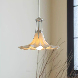 Bauhaus Magnolia Flower Pendant Light, Vintage Designer Dining Room Lamp, High-End Bedroom Bedside Ceramic Pendant Lighting Fixture