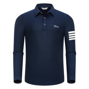 
Spring and Autumn Golf Clothing Men's Long Sleeve T-shirt Lapel Polo Shirt Striped Sports and Casual Top Ball Clothing White
