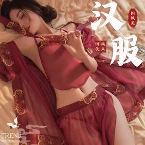 National fashion sexy pajamas for women, gauze shawl, bellyband, lace laces, Hanfu pure desire suit, new Chinese style national style nightgown