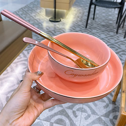 Nordic Ceramic Bowl for Home Use 2025 New Model Rice Bowl Thickened Anti-Scald Personal Use Eating Bowl Chopsticks Tableware Set