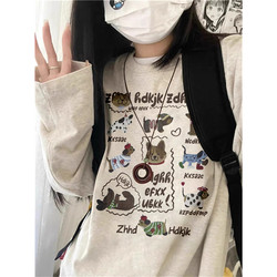 American Retro Pure Cotton Long-Sleeve T-Shirt for Women, Spring and Autumn 2025 New Style, Loose and Lazy Style, Inner Layer Base Shirt Top