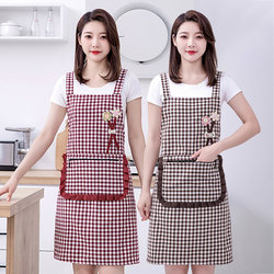 New Stylish Home Kitchen Cooking Apron with Straps, Korean Style, Thick Cotton, Breathable, Catering Workwear Apron