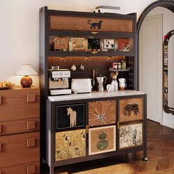 Storage Rack Kitchen Sideboard Steel Floor-Standing Dust-Proof Storage Cabinet Wall-Mounted Integrated Microwave Oven Bowl and Chopsticks Storage Cabinet