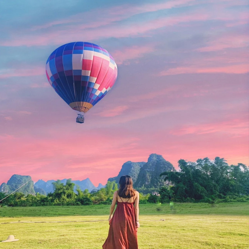 桂林阳朔旅游5天| 纯玩0购物热气球漓江竹筏遇龙河漂流江景下午茶