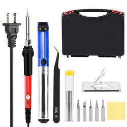 Popular Foreign Trade Product 60W Adjustable Temperature Soldering Iron Welding Kit with Tweezers and Solder  Tool Box 110V/220V